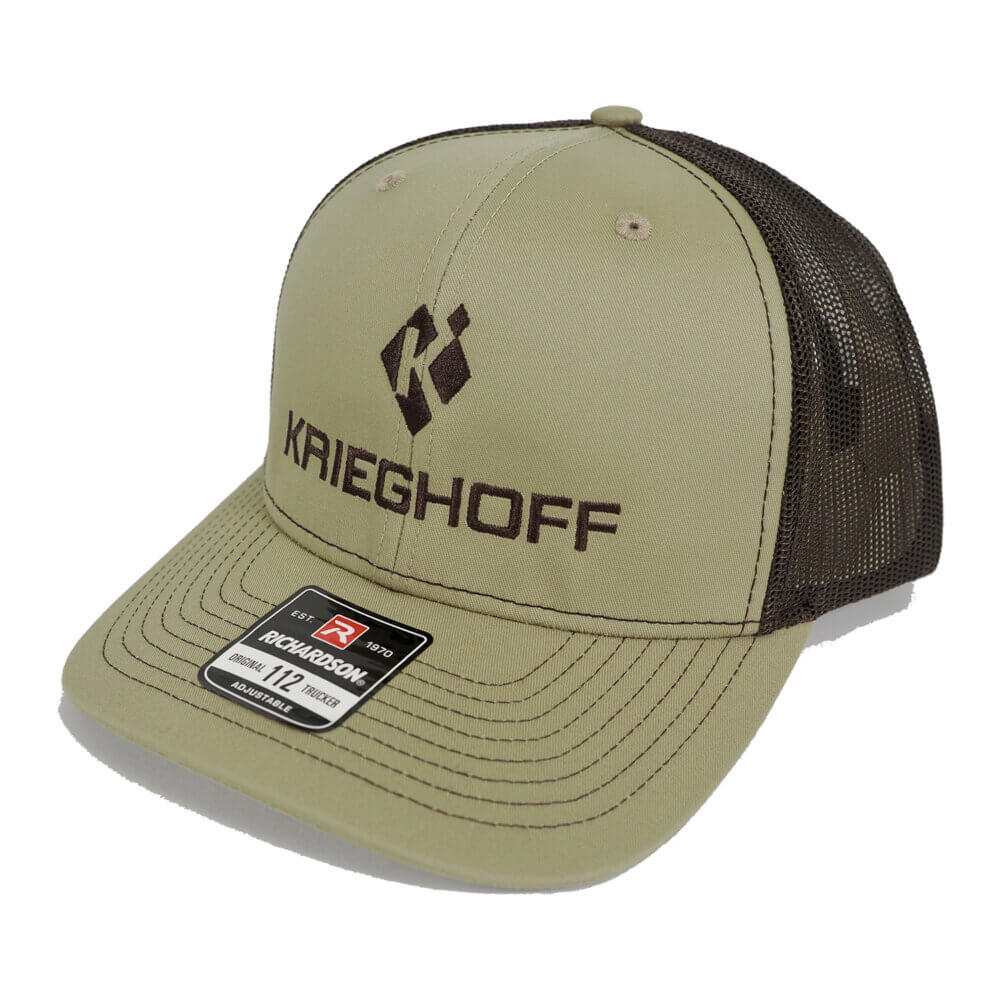 Krieghoff “Richardson” Trucker Hat, Khaki/Coffee