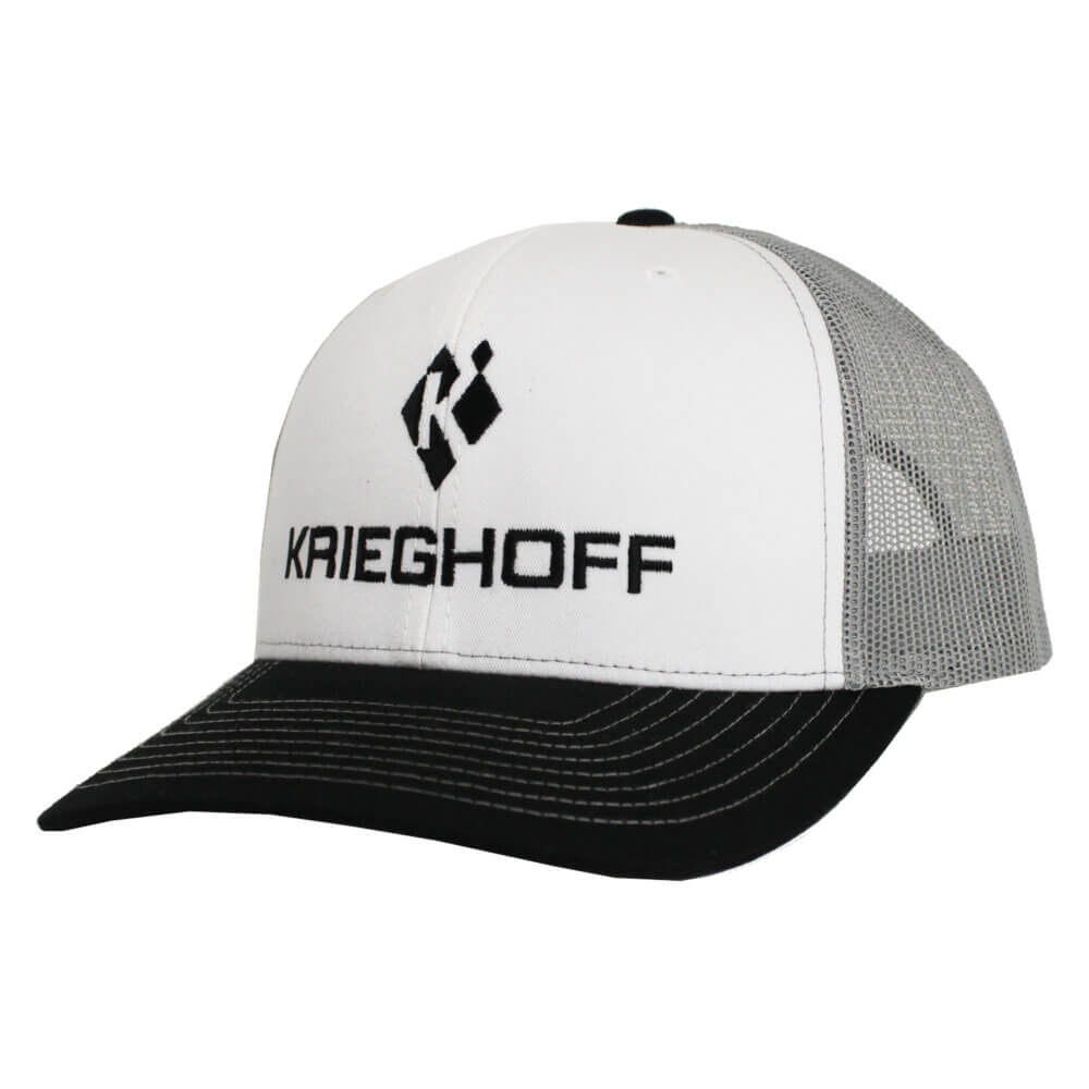 Krieghoff “Richardson” Trucker Hat, White/Grey/Black