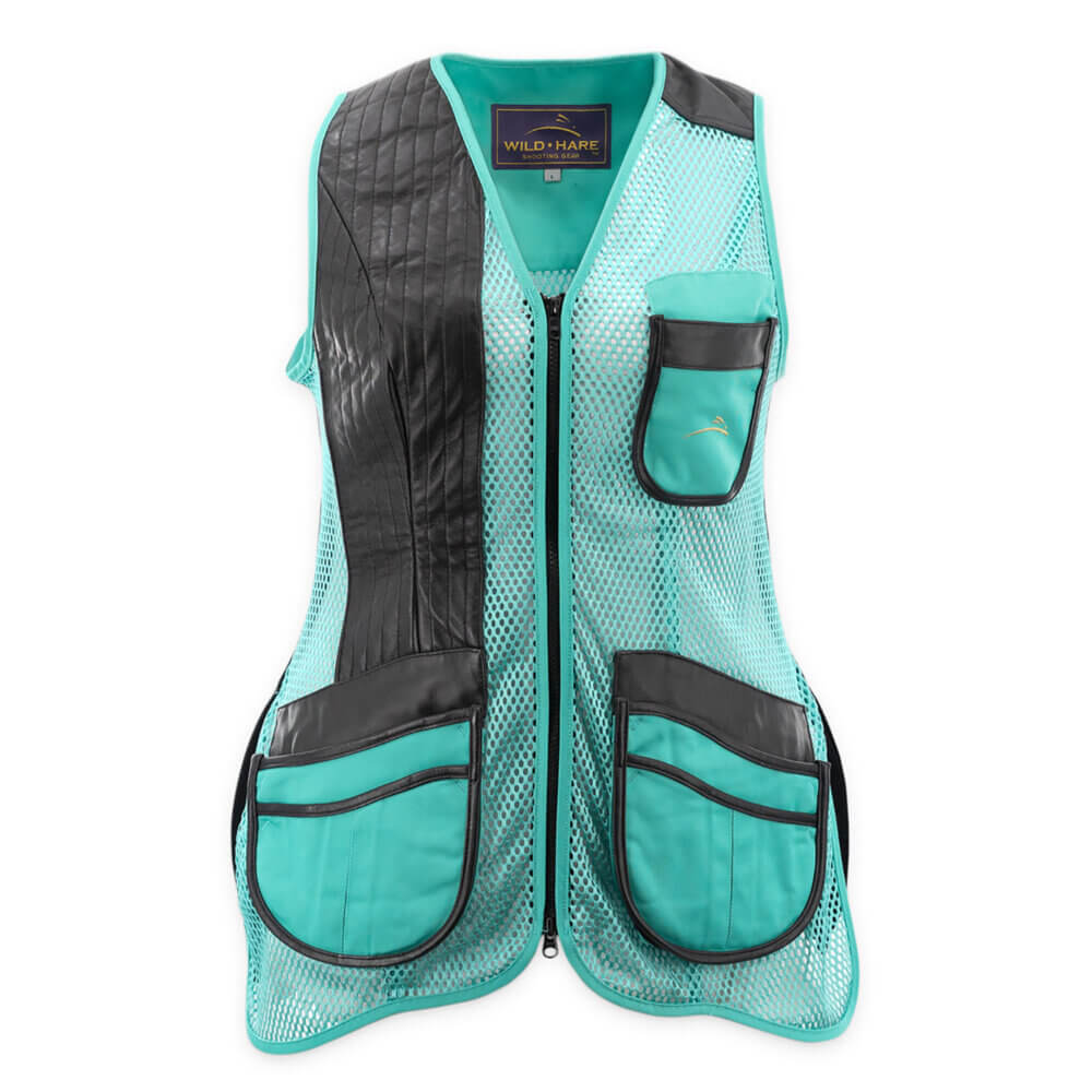 Krieghoff Ladies’ “Perfect Fit” Mesh Vest by Wild Hare – Right Handed, Turquoise/Black